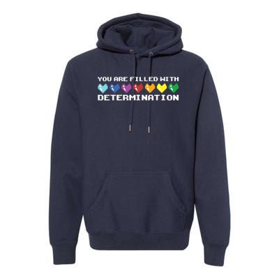 You Are Filled With Determination Gamers Motivational Gaming Premium Hoodie