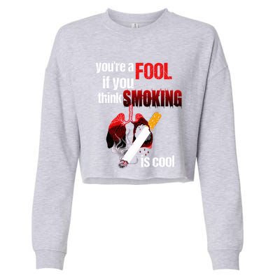 You're A Fool If You Think Smoking Is Cool No Tobacco Day Gift Cropped Pullover Crew