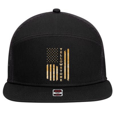 Yellowstone American Flag – Usa National Park 7 Panel Mesh Trucker Snapback Hat