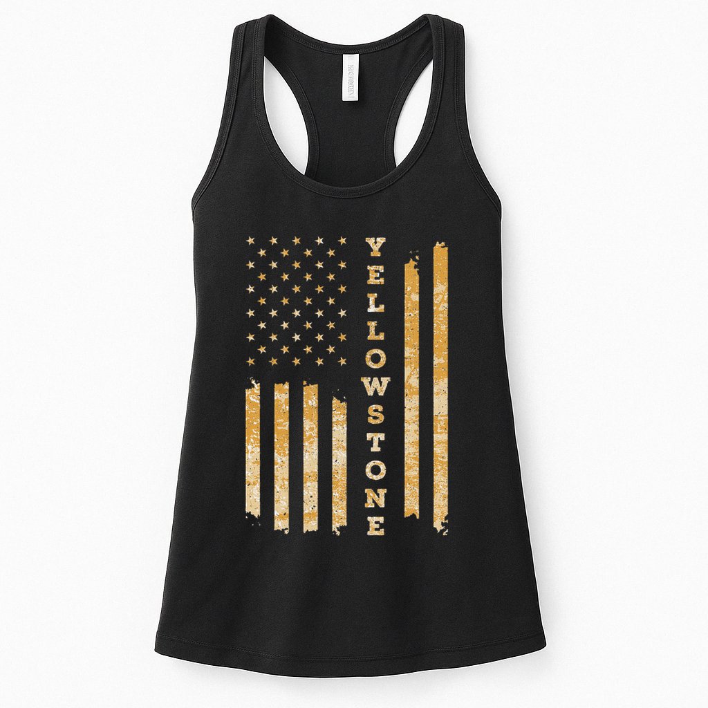Yellowstone American Flag – Usa National Park Womens Tank Top