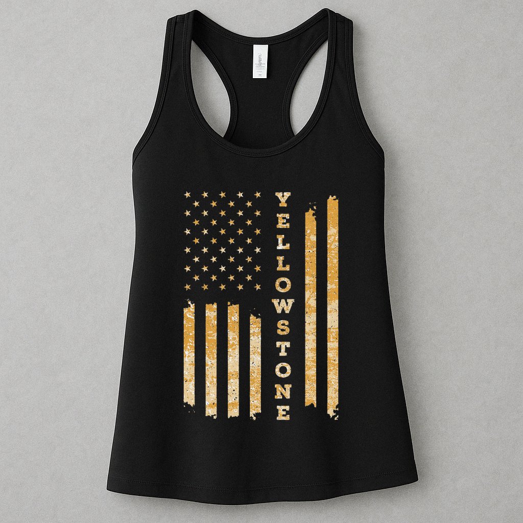 Yellowstone American Flag – Usa National Park Womens Tank Top