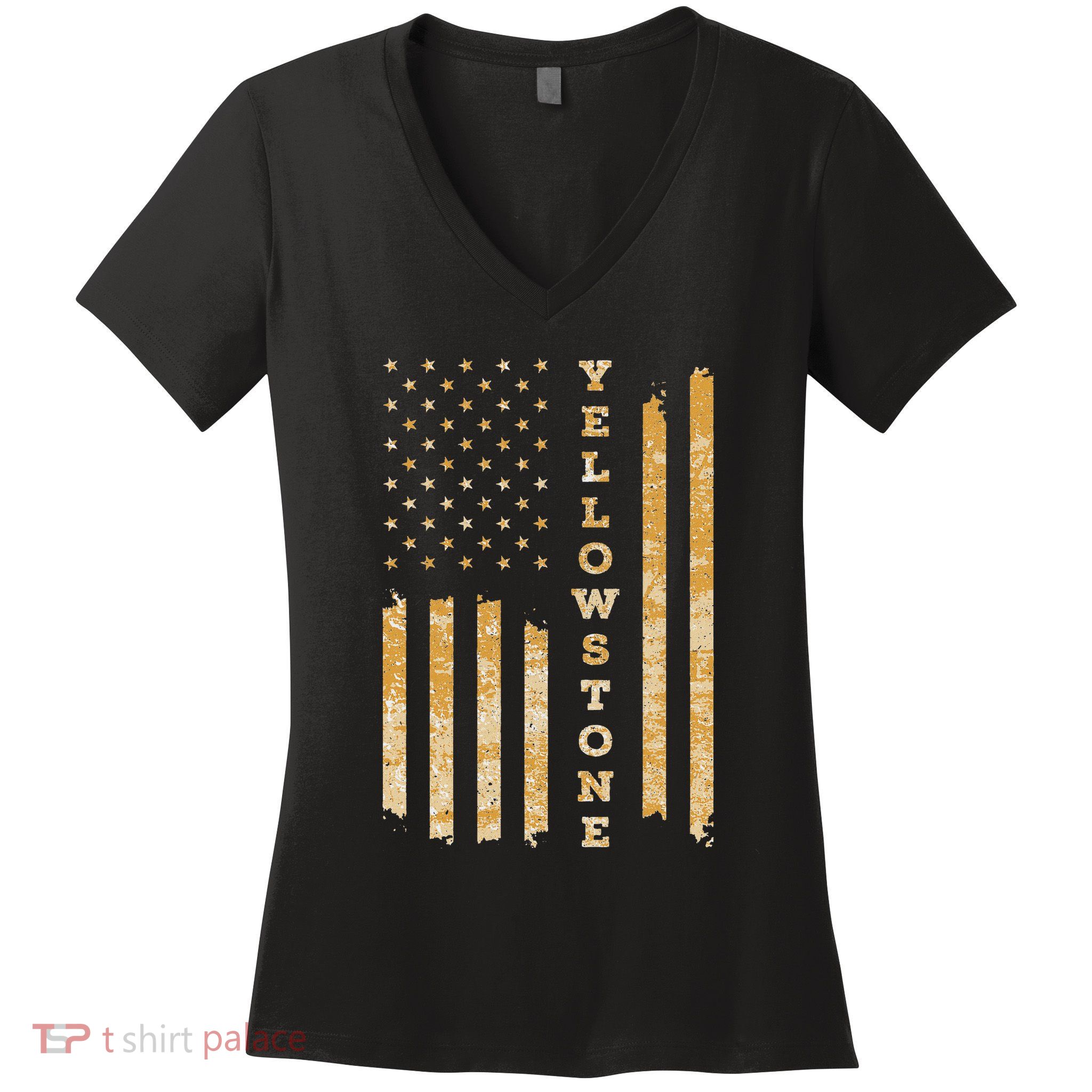 Yellowstone American Flag – Usa National Park Women's V-Neck T-Shirt