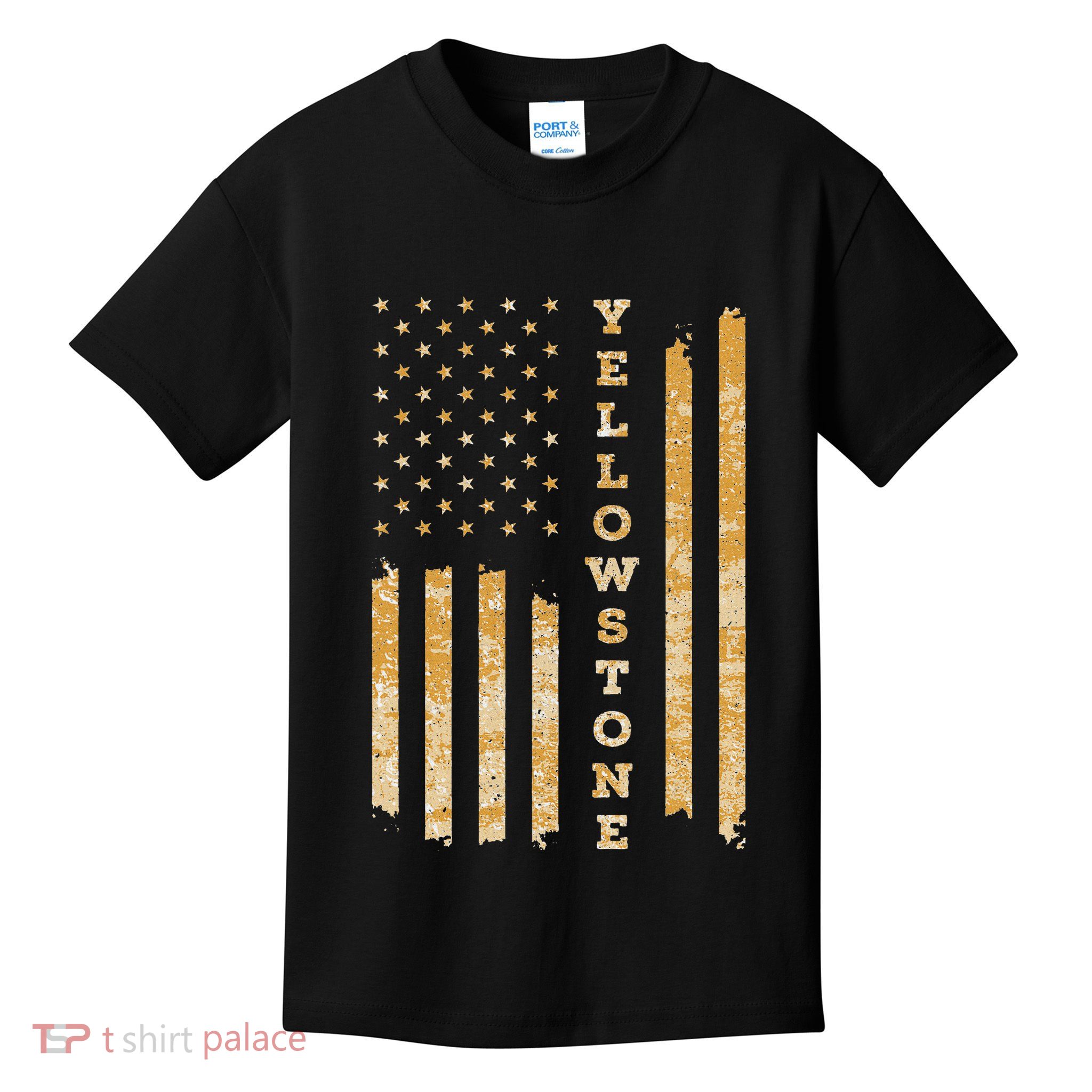Yellowstone American Flag – Usa National Park Kids T-Shirt