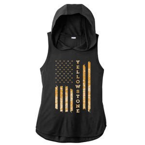 Yellowstone American Flag – Usa National Park Ladies PosiCharge Tri-Blend Wicking Draft Hoodie Tank