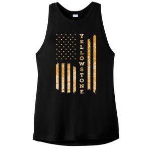 Yellowstone American Flag – Usa National Park Ladies PosiCharge Tri-Blend Wicking Tank