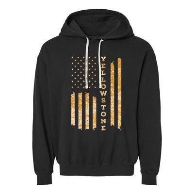 Yellowstone American Flag – Usa National Park Garment-Dyed Fleece Hoodie