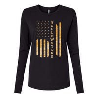 Yellowstone American Flag – Usa National Park Womens Cotton Relaxed Long Sleeve T-Shirt