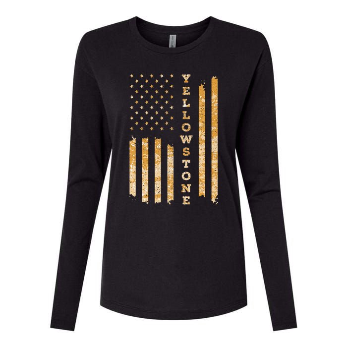 Yellowstone American Flag – Usa National Park Womens Cotton Relaxed Long Sleeve T-Shirt