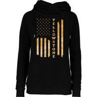 Yellowstone American Flag – Usa National Park Womens Funnel Neck Pullover Hood