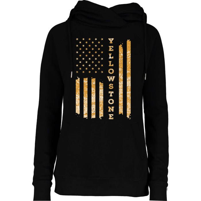 Yellowstone American Flag – Usa National Park Womens Funnel Neck Pullover Hood