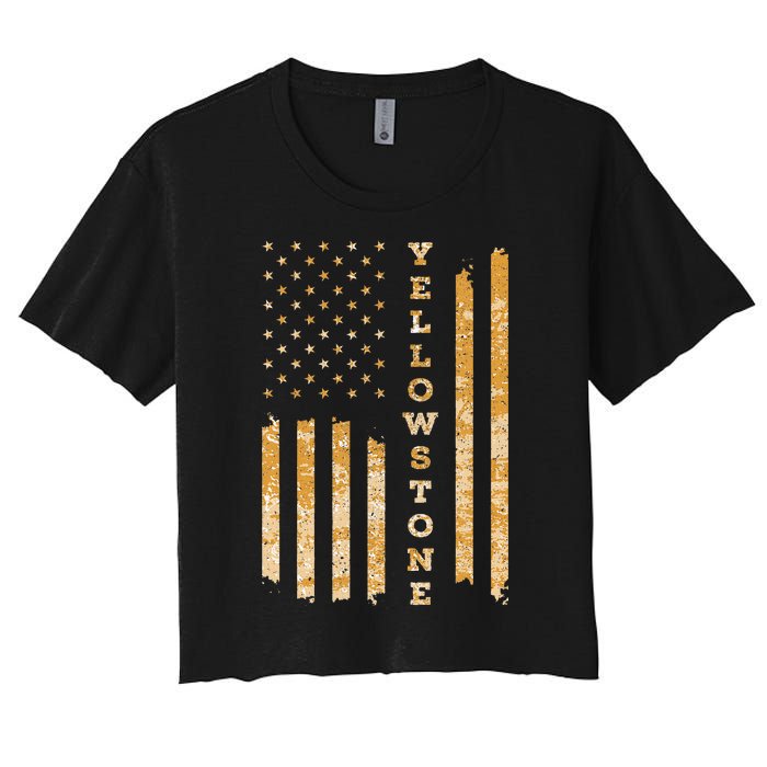 Yellowstone American Flag – Usa National Park Women's Crop Top Tee