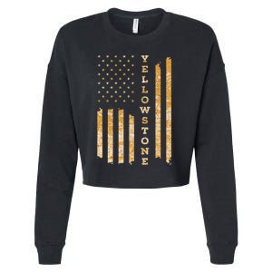 Yellowstone American Flag – Usa National Park Cropped Pullover Crew