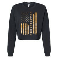 Yellowstone American Flag – Usa National Park Cropped Pullover Crew