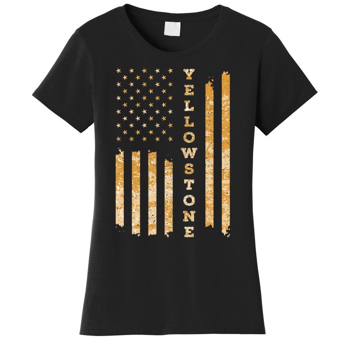 Yellowstone American Flag – Usa National Park Women's T-Shirt