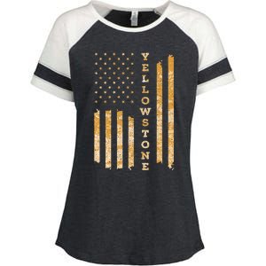 Yellowstone American Flag – Usa National Park Enza Ladies Jersey Colorblock Tee