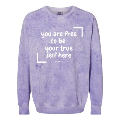 You Are Free To Be Your True Self Here Colorblast Crewneck Sweatshirt