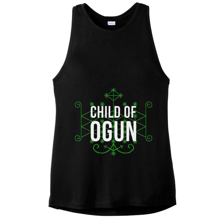 Yoruba African God Hoodoo Veve Orisha Child Of Ogun Ladies PosiCharge Tri-Blend Wicking Tank