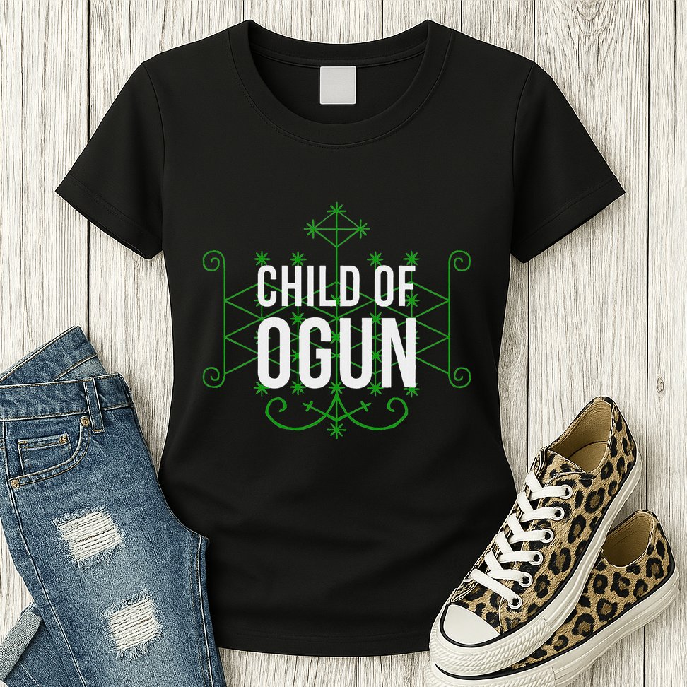 Yoruba African God Hoodoo Veve Orisha Child Of Ogun Womens T-Shirt