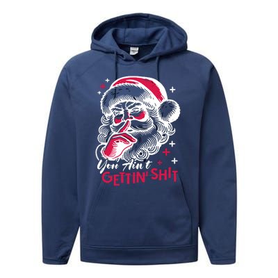 You Aint Gettin Shit Funny Santa Performance Fleece Hoodie