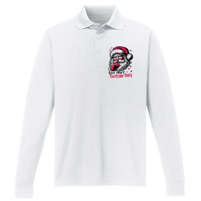 You Aint Gettin Shit Funny Santa Performance Long Sleeve Polo