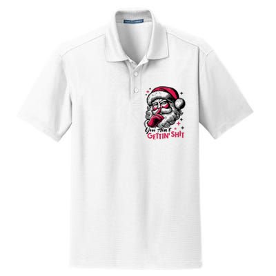 You Aint Gettin Shit Funny Santa Dry Zone Grid Polo