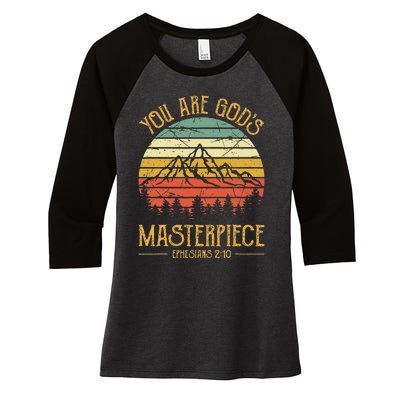 You Are Gods Masterpiece Kids Christian Women's Tri-Blend 3/4-Sleeve Raglan Shirt