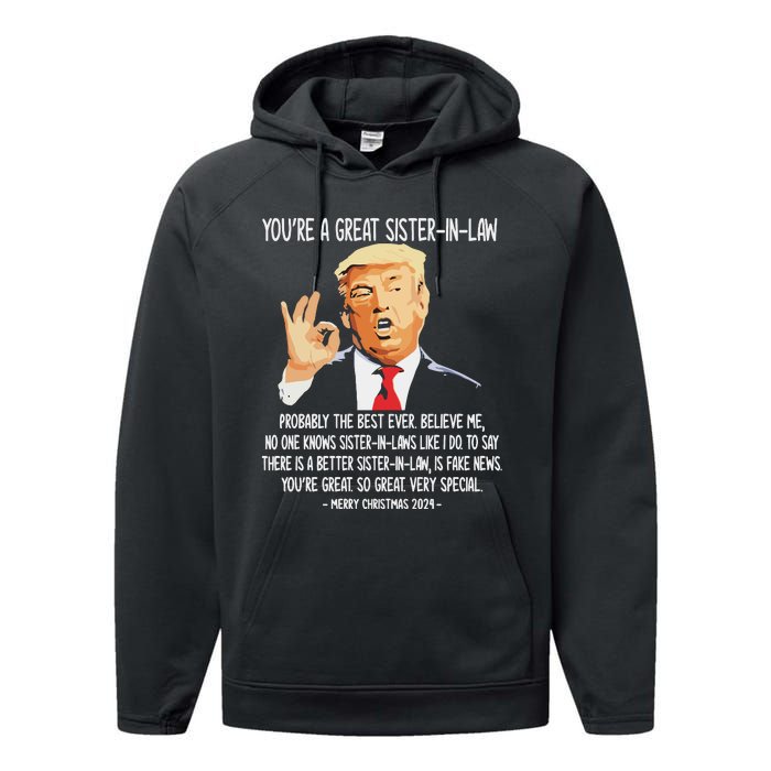 YouRe A Great Sister Inlaw Trump 2024 Christmas Performance Fleece Hoodie