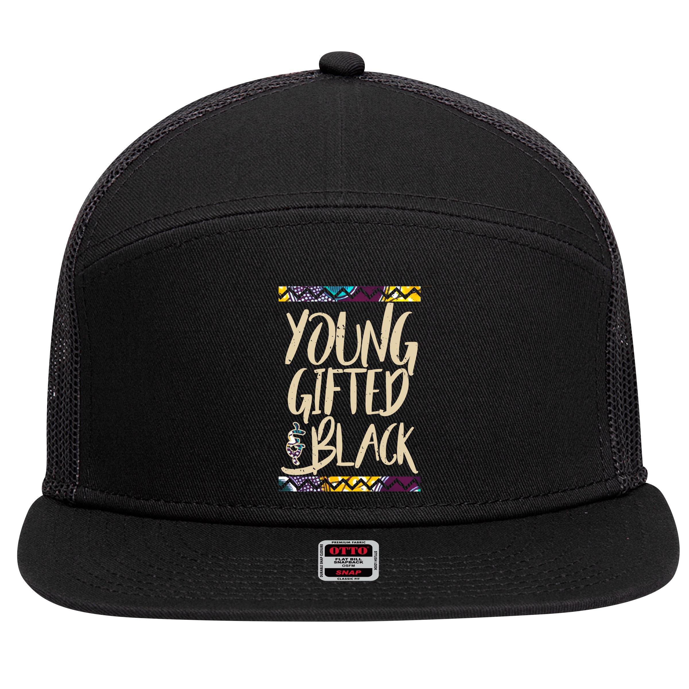 Young Gifted & Black African Pride 7 Panel Mesh Trucker Snapback Hat