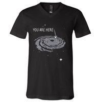 You Are Here Astronomy Galaxy Astronomer Science Fan V-Neck T-Shirt