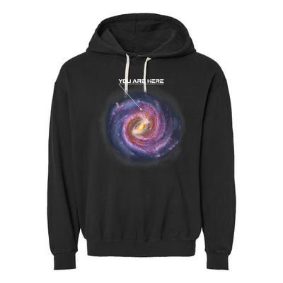 You Are Here Astronomy Milky Way Solar System Galaxy Space Garment-Dyed Fleece Hoodie