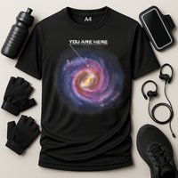 You Are Here Astronomy Milky Way Solar System Galaxy Space Cooling Performance Crew T-Shirt