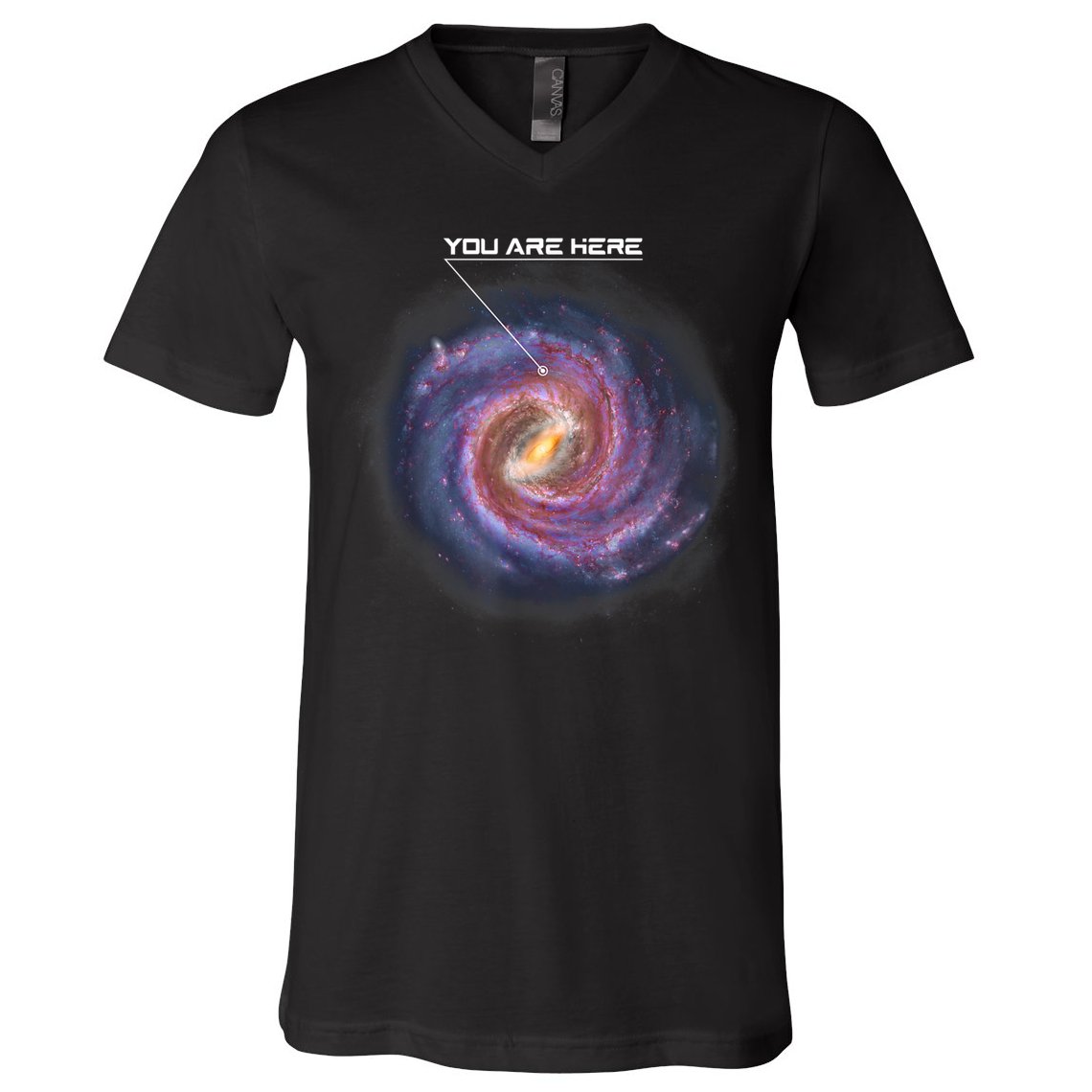 You Are Here Astronomy Milky Way Solar System Galaxy Space V-Neck T-Shirt