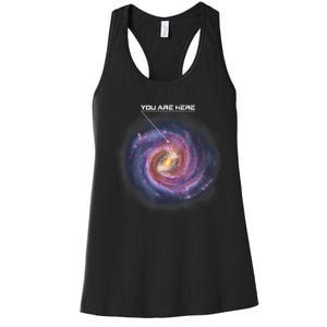 You Are Here Astronomy Milky Way Solar System Galaxy Space Women's Racerback Tank