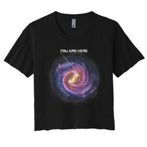 You Are Here Astronomy Milky Way Solar System Galaxy Space Women's Crop Top Tee