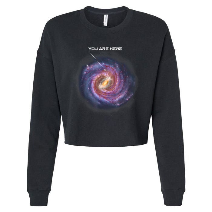 You Are Here Astronomy Milky Way Solar System Galaxy Space Cropped Pullover Crew