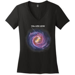 You Are Here Astronomy Milky Way Solar System Galaxy Space Women's V-Neck T-Shirt