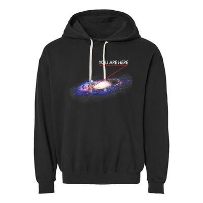 YOU ARE HERE Milky Way Galaxy Funny Outerspace Astronomy Garment-Dyed Fleece Hoodie