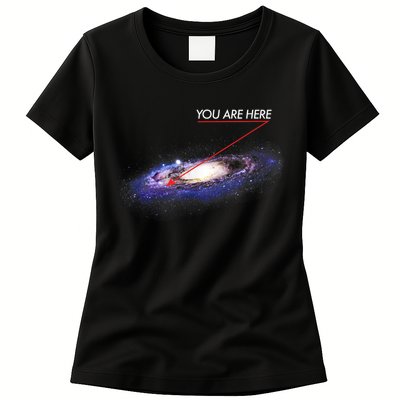 YOU ARE HERE Milky Way Galaxy Funny Outerspace Astronomy Womens T-Shirt