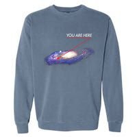 YOU ARE HERE Milky Way Galaxy Funny Outerspace Astronomy Garment-Dyed Sweatshirt
