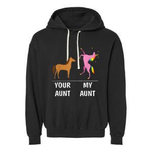 Your Aunt Horse My Aunt Unicorn Funny Garment-Dyed Fleece Hoodie