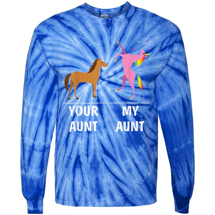 Your Aunt Horse My Aunt Unicorn Funny Tie-Dye Long Sleeve Shirt