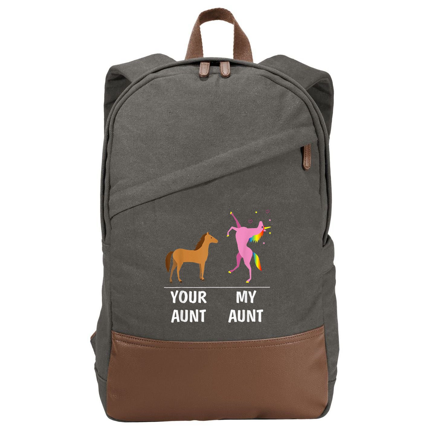 Your Aunt Horse My Aunt Unicorn Funny Cotton Canvas Backpack