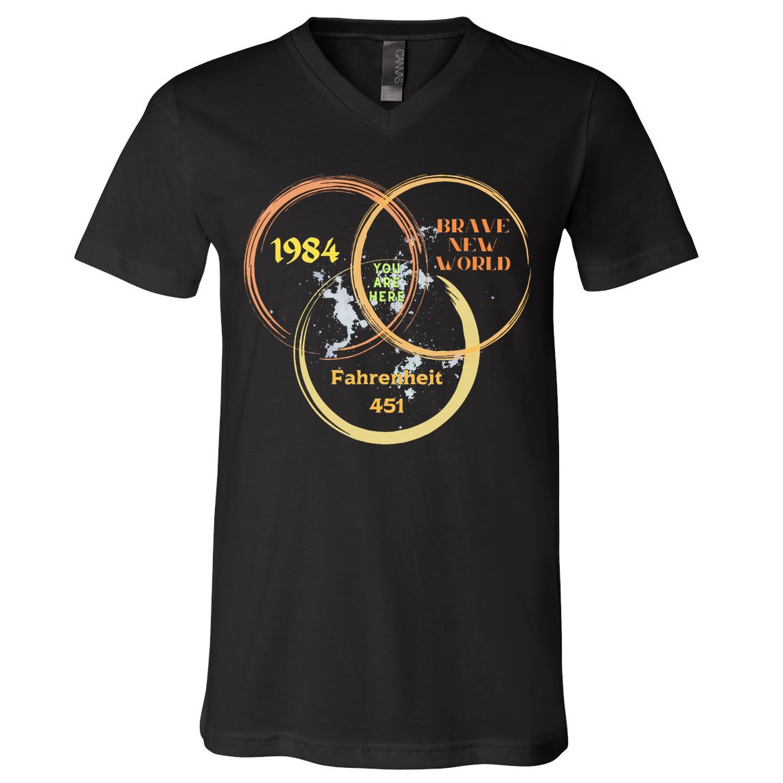 You Are Here 1984 Brave New World Dystopia V-Neck T-Shirt