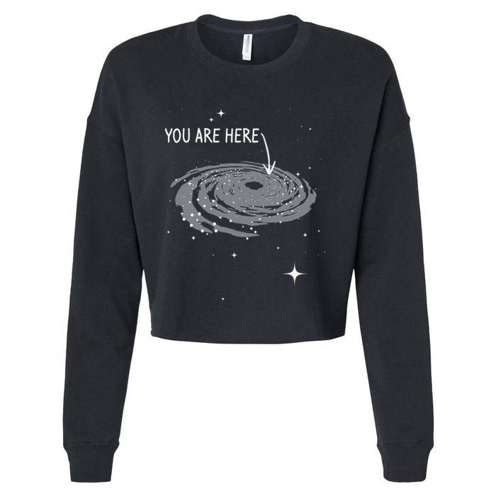 You Are Here Astronomy Galaxy Astronomer Science Fan Cropped Pullover Crew
