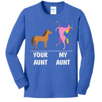 Your Aunt Horse My Aunt Unicorn Funny Outfit Tees Gift Kids Long Sleeve Shirt