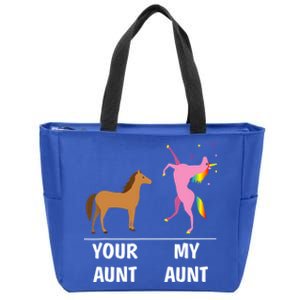 Your Aunt Horse My Aunt Unicorn Funny Outfit Tees Gift Zip Tote Bag