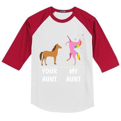 Your Aunt Horse My Aunt Unicorn Funny Outfit Tees Gift Kids Colorblock Raglan Jersey