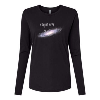 You Are Here Milky Way Science Planet Astronomer Womens Cotton Relaxed Long Sleeve T-Shirt