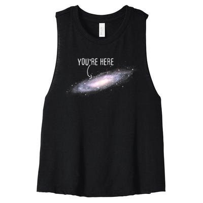 You Are Here Milky Way Science Planet Astronomer Women's Racerback Cropped Tank