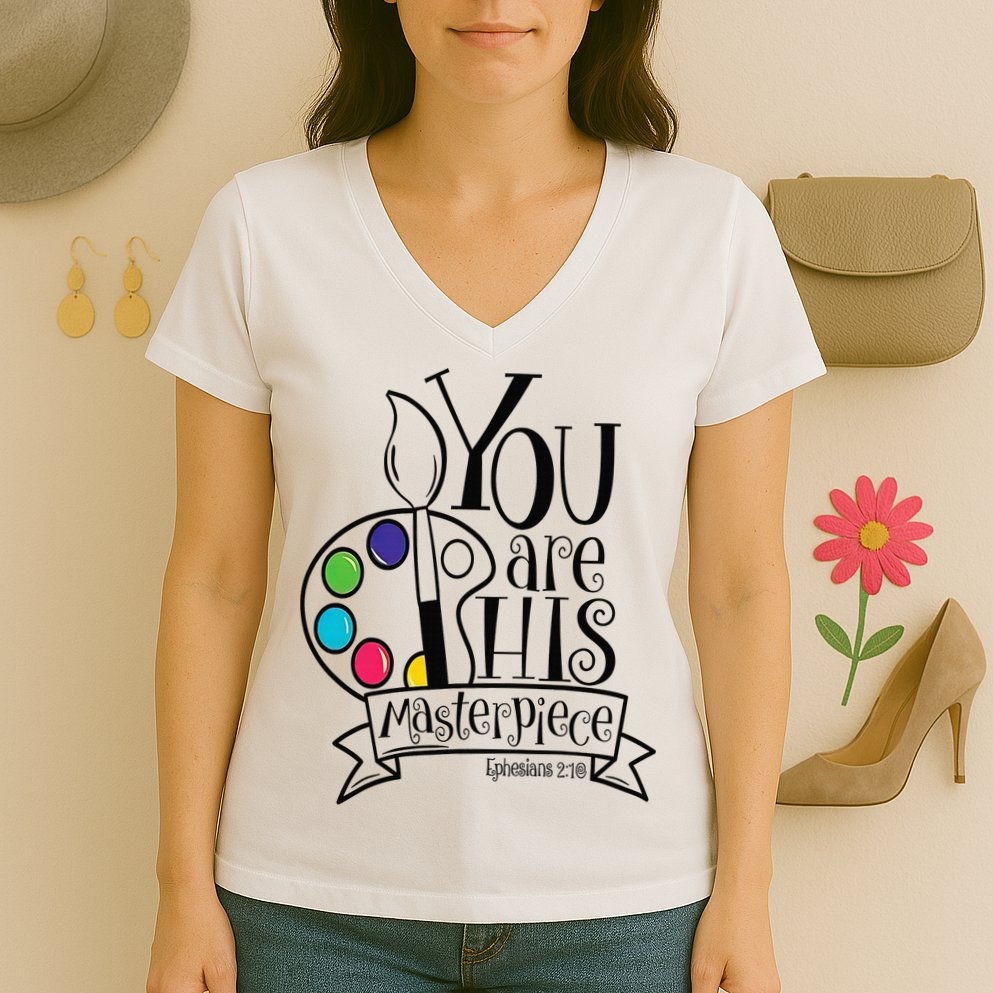 You Are His Masterpiece Christian Women's V-Neck T-Shirt